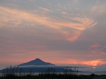 利尻島と７月１５日の夕焼け空